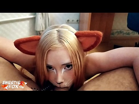 ❤️ Kitsune ngulu kontol lan cum ing dheweke tutuk Porno ing kita  ﹏